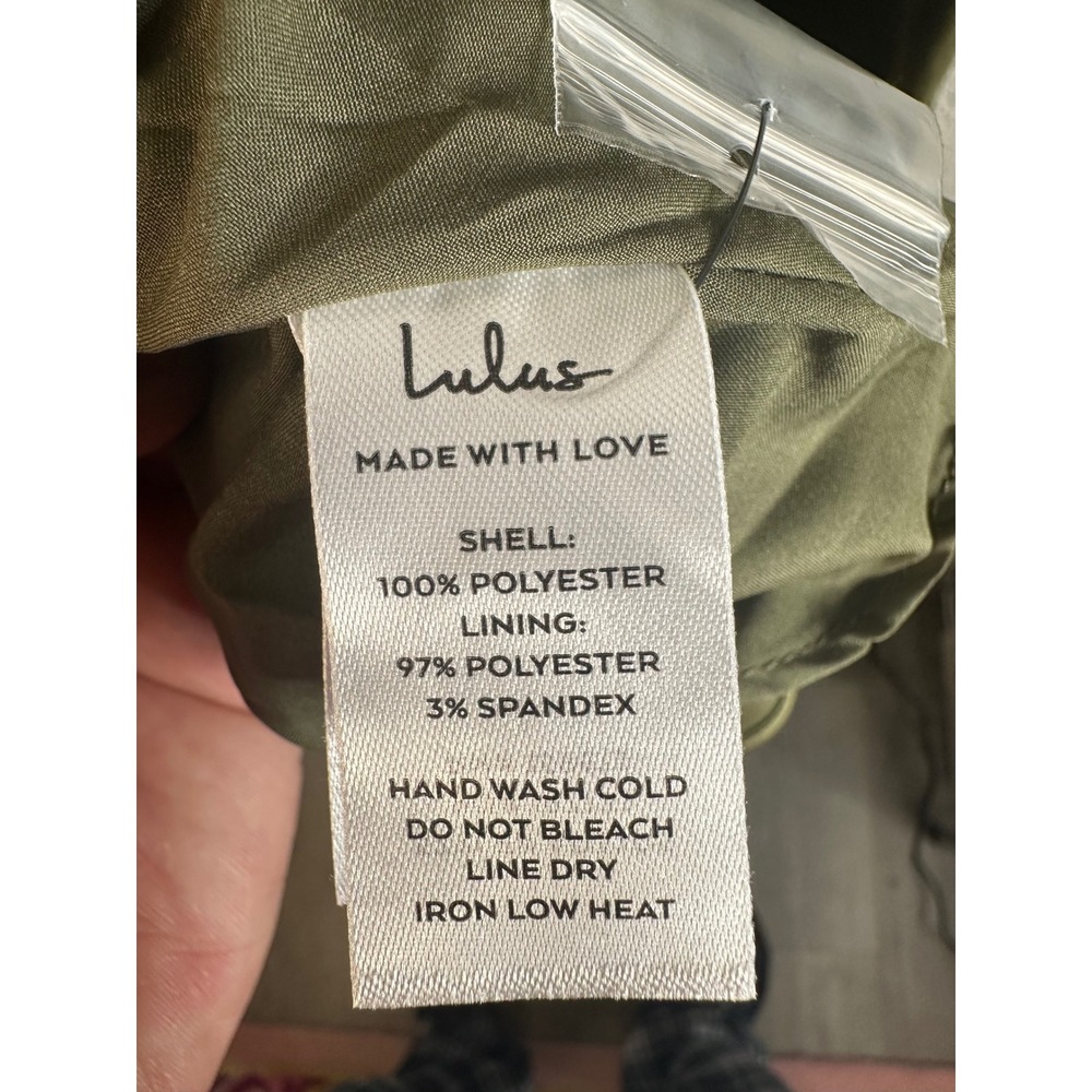 Lulus Unmatched Elegance Olive Green Satin Back Cutout Midi Dress Size Medium - Picture 10 of 11